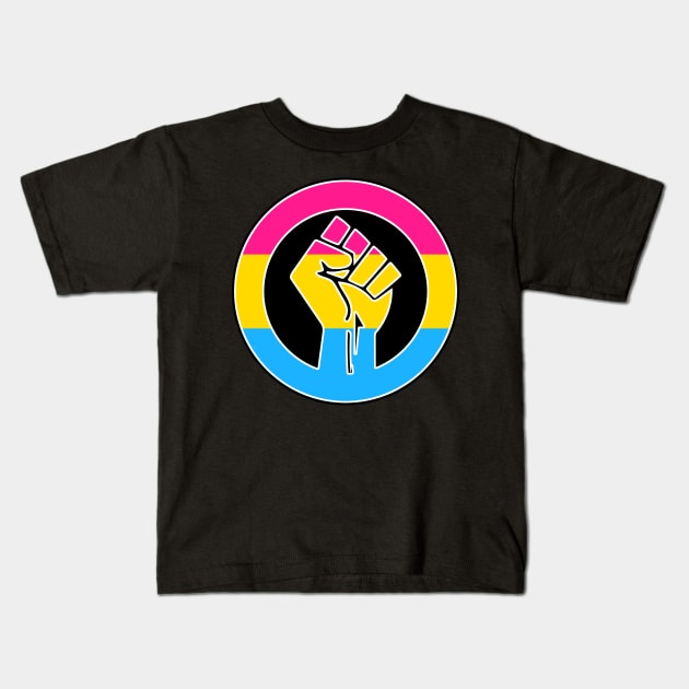 Black Lives Matter Fist Circled LGBTQ Flag Pansexual Kids T-Shirt by aaallsmiles